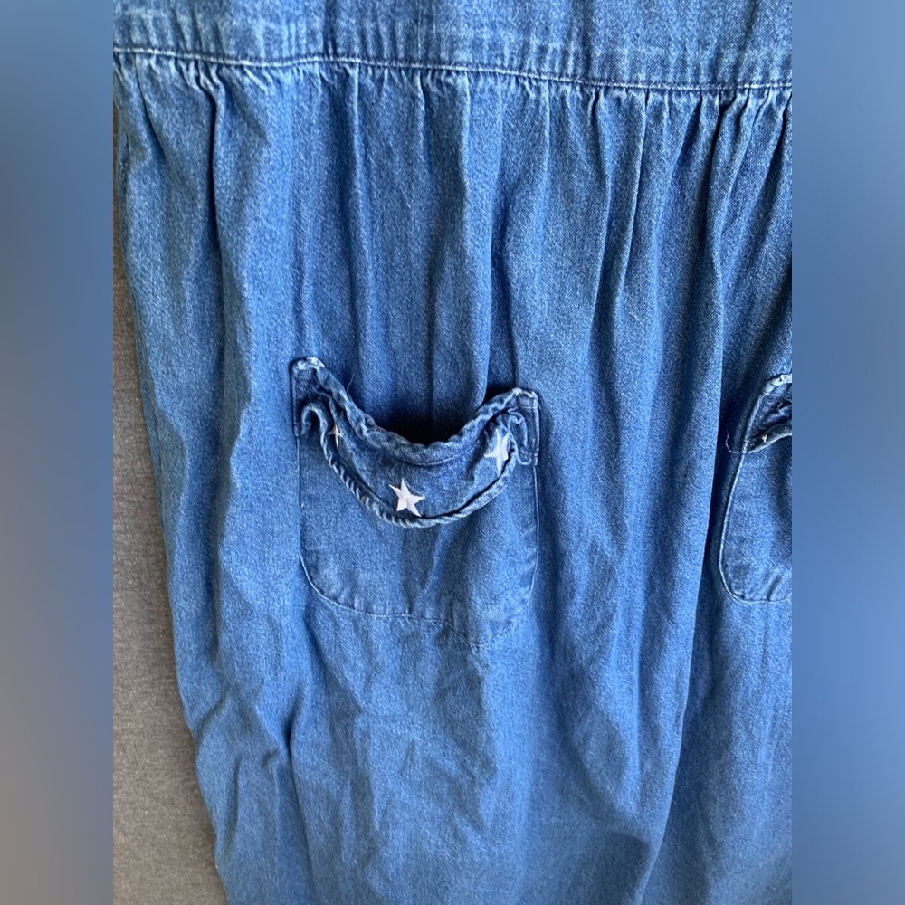 Vintage Westbound Denim Jumper Dress Front Pockets Christmas Santa Size Medium P - Picture 3 of 6